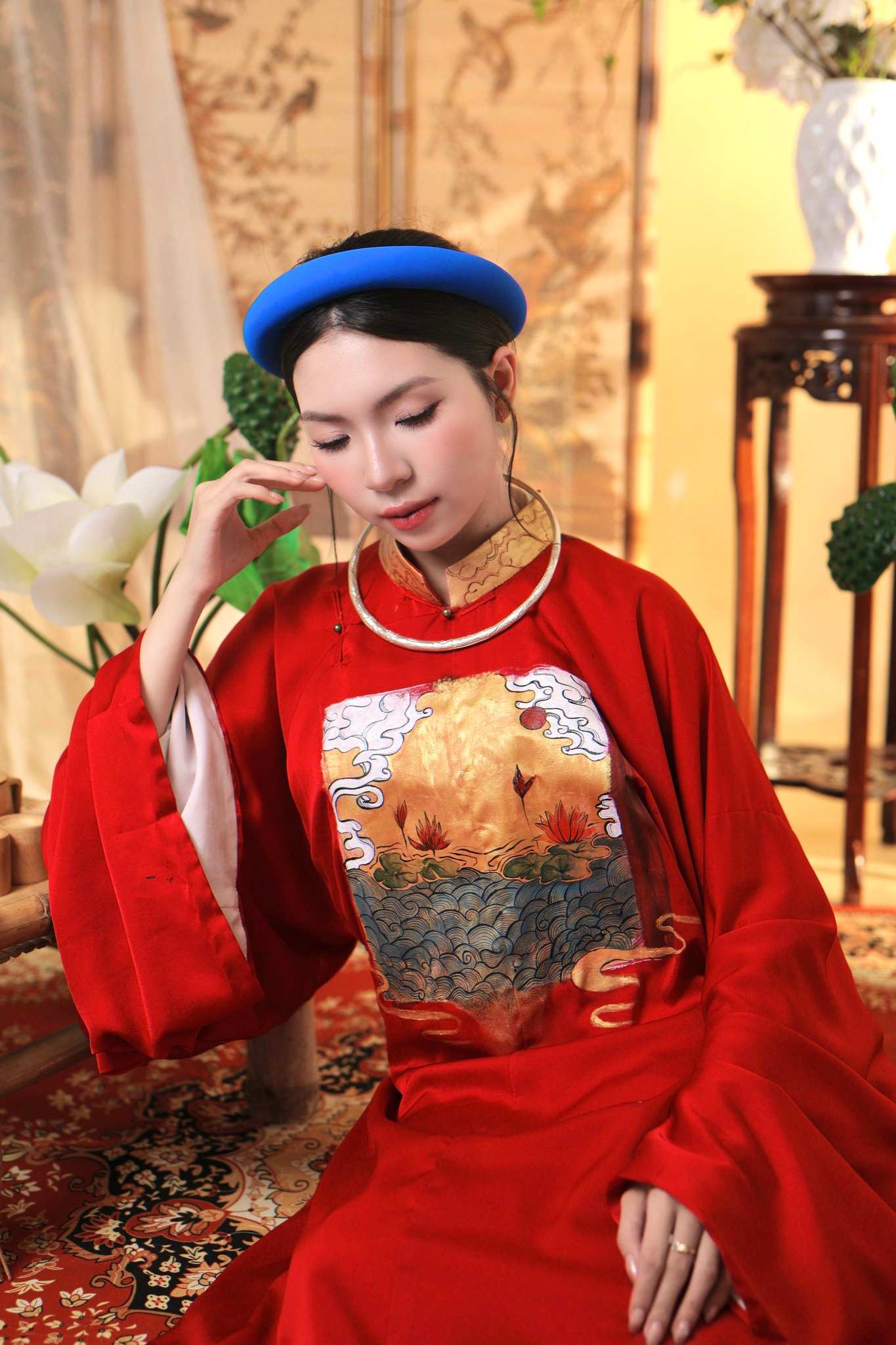 Áo Tấc Vải Lụa Nhiều Màu Vẽ Tay Hoạ Tiết Hoa Lá