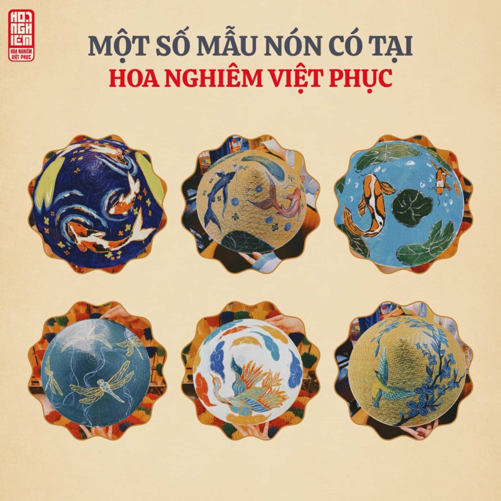 Một vài mẫu nón lá Huế được vẽ tay thủ công theo chủ đề động vật