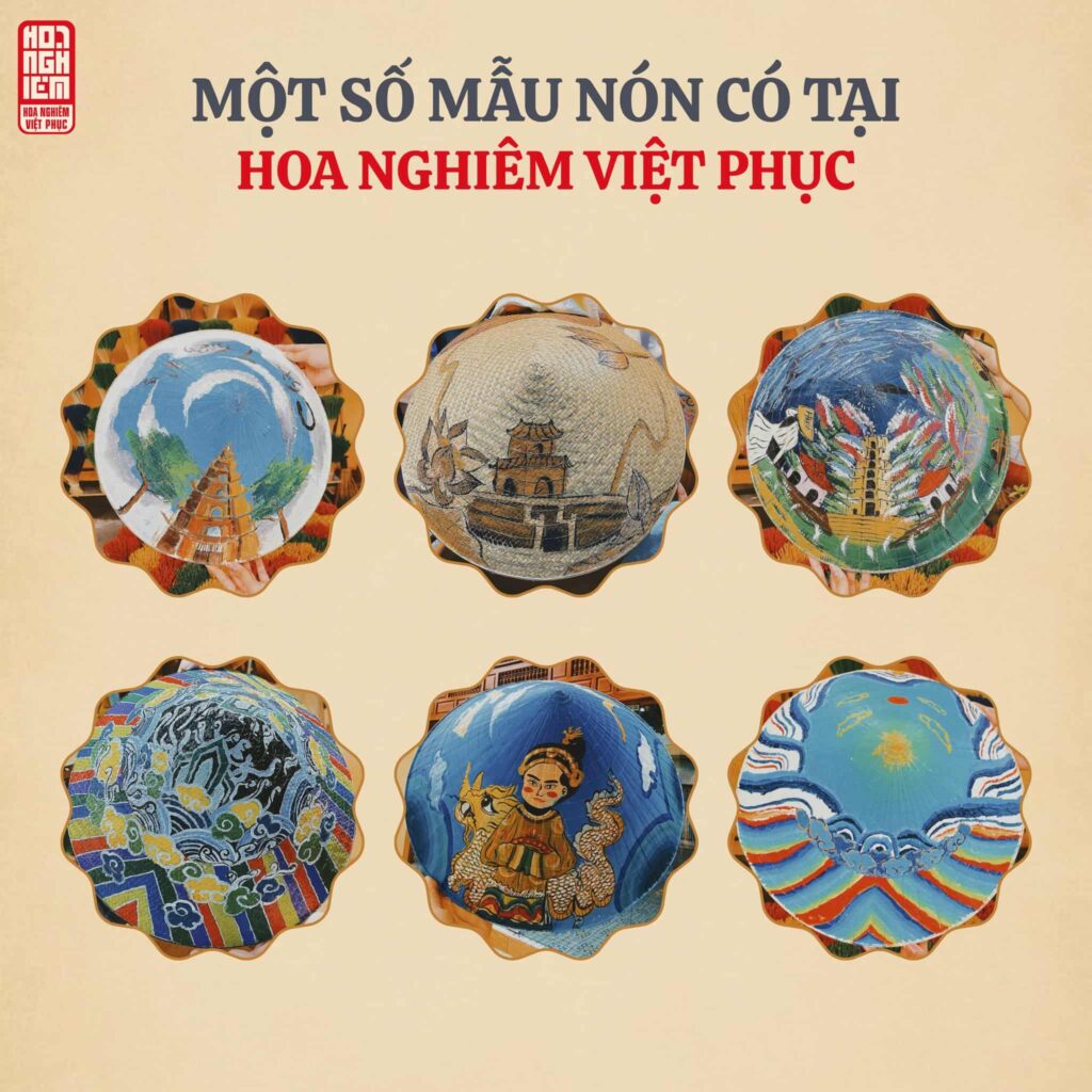 Một vài mẫu nón tại Hoa Nghiêm Việt Phục dành cho khách du lịch