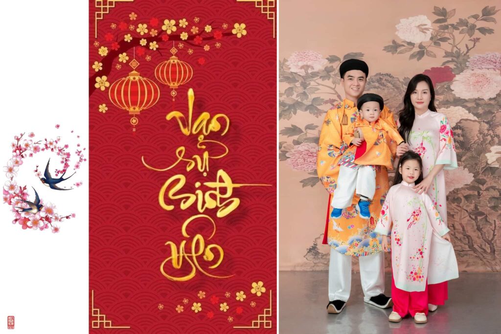Chụp ảnh tết cùng gia đình với concept áo dài, cổ phục