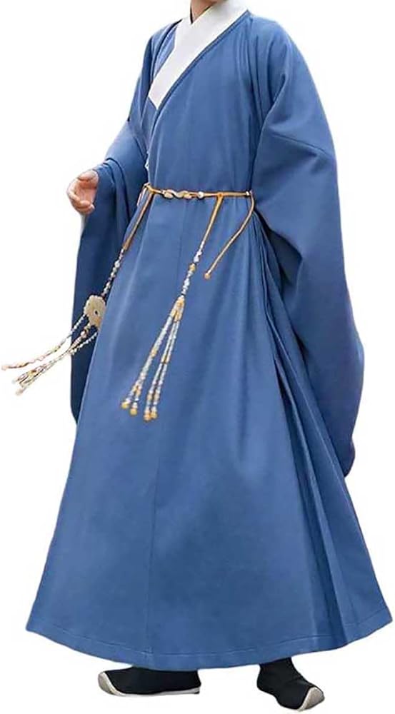 Áo giao lĩnh Trung Quốc với cổ chéo sâu, tà dài và tay rộng