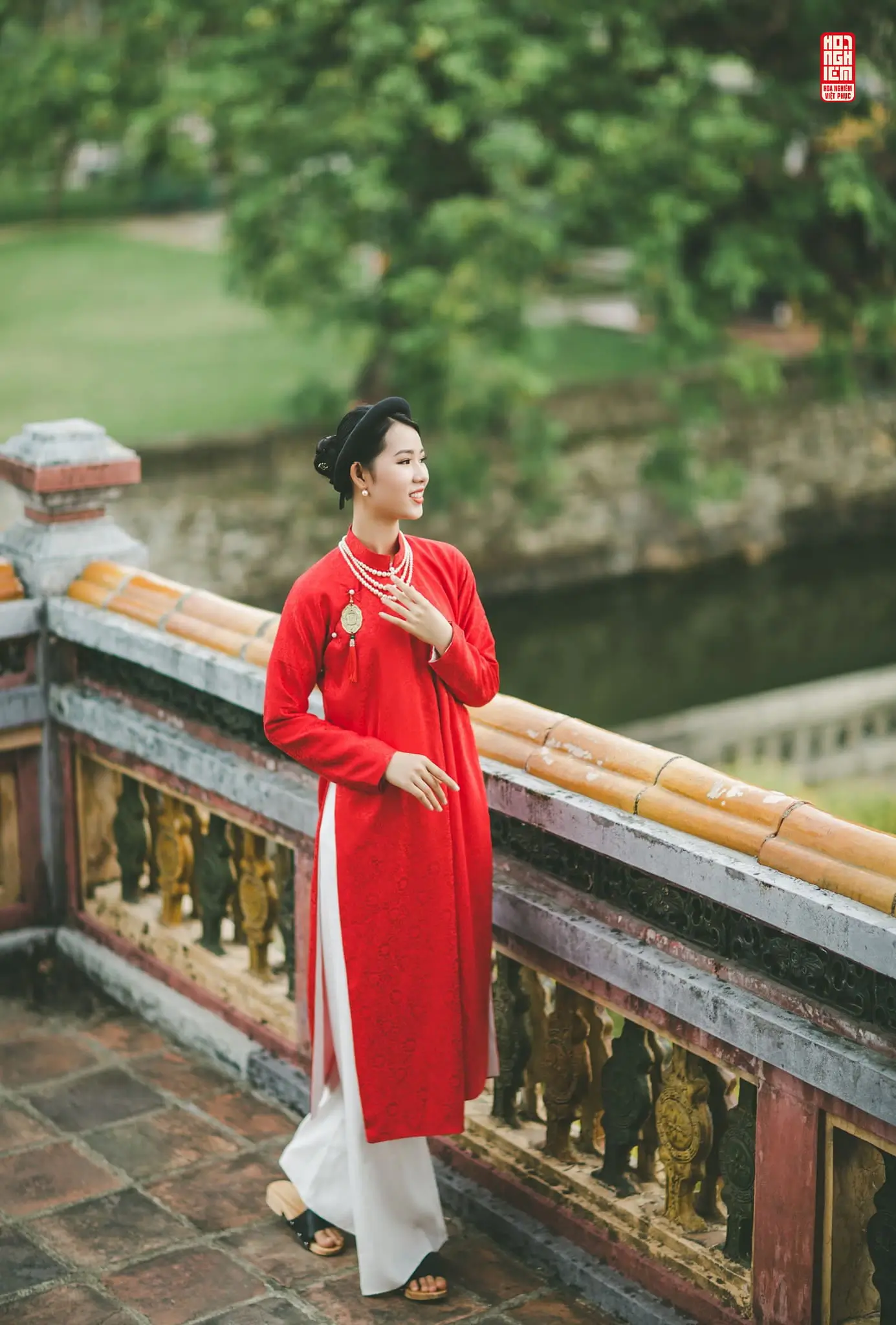 Áo Ngũ thân đỏ truyền thống - Hồng Vân (4)