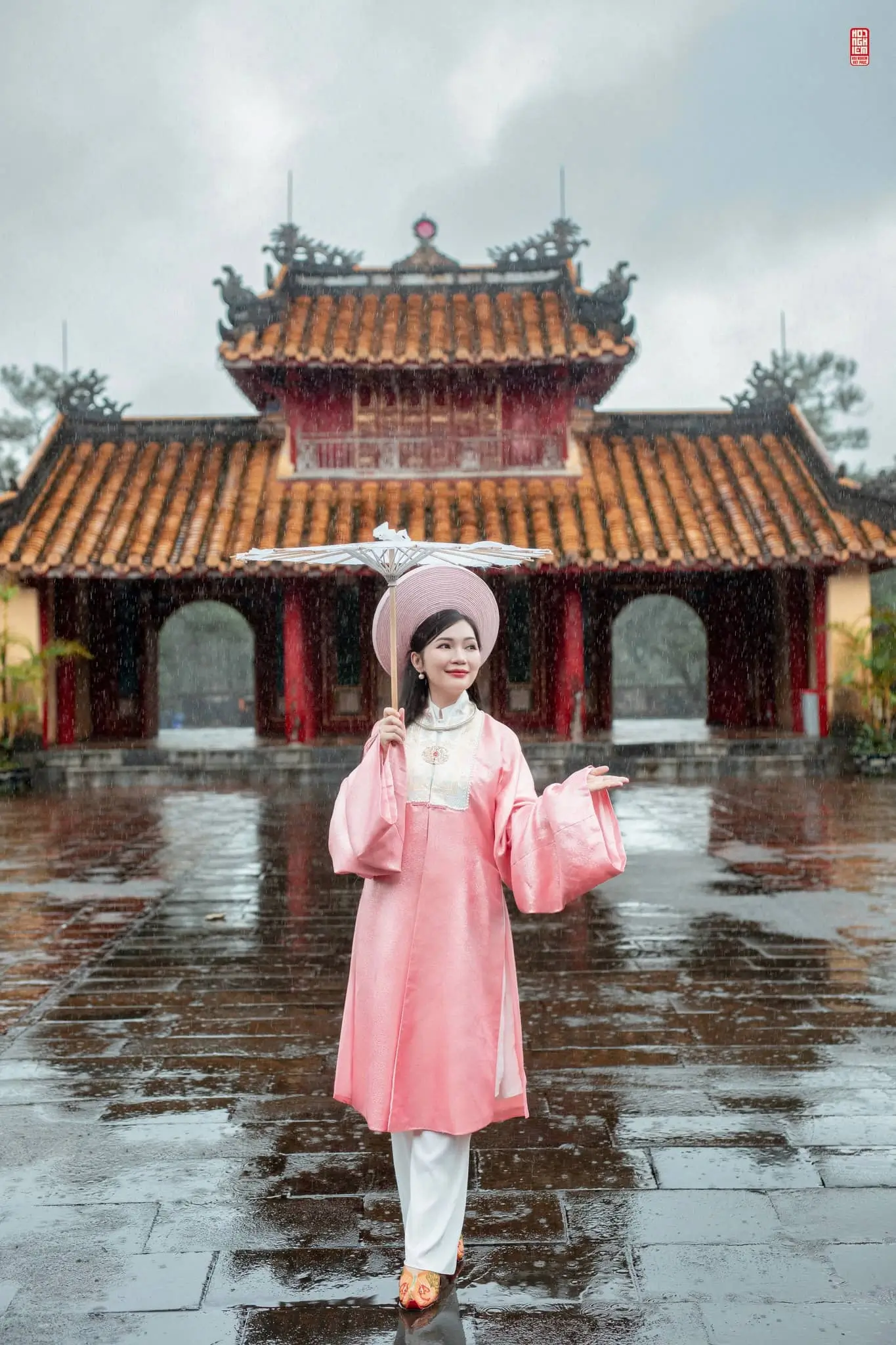 Áo Nhật Bình hồng phấn