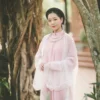 Áo Tấc hồng phấn khoác voan trắng - Tiểu thư khuê các