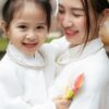 Set Việt phục mẹ và bé gái - Áo Tấc trắng thanh lịch