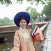 Nhật Bình cam đào hoa văn vân mây thủy ba tay ngũ sắc
