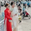 Set Áo Ngũ Thân cặp đôi đỏ - trắng - Việt phục du xuân và chụp ảnh tết