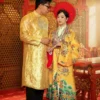 Việt phục cặp đôi Ngũ Thân & Nhật Bình sắc vàng cung đình triều Nguyễn